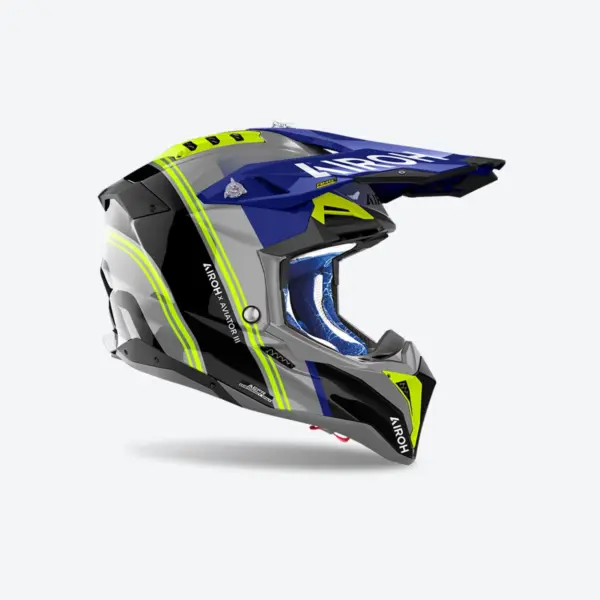 קסדת שטח אירו AIROH Aviator 3 Hima כחול/אפור/צהוב – תמונה 2