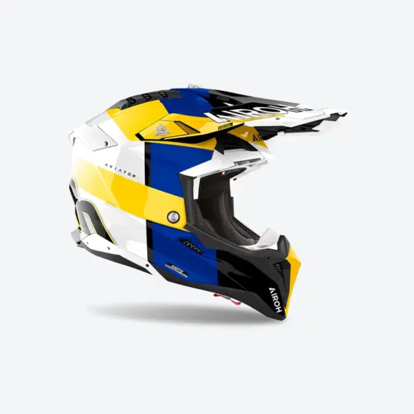 קסדת שטח אירו AIROH Aviator 3 Monarch כחול/צהוב/לבן – תמונה 2