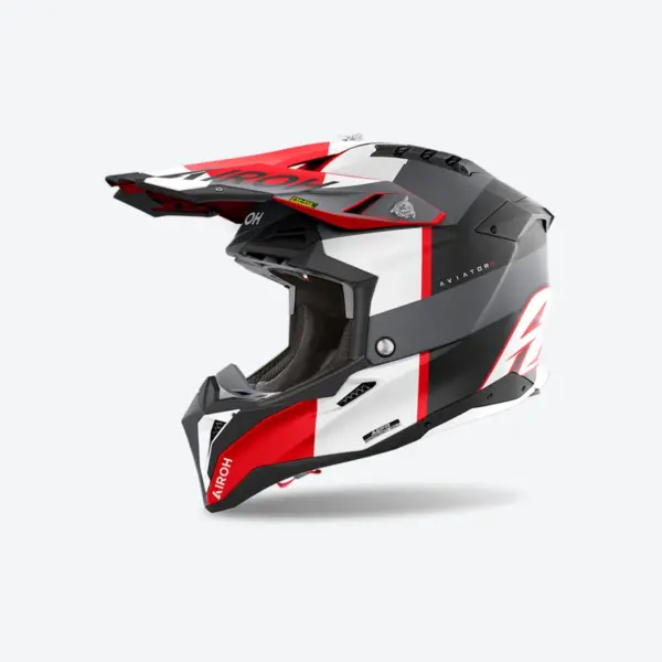 קסדת שטח אירו AIROH Aviator 3 אפור/אדום/לבן מט