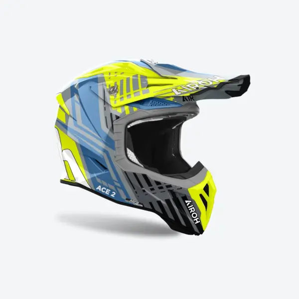 קסדת שטח אירו AIROH Aviator Ace 2 Proud צהוב/כחול/אפור – תמונה 2