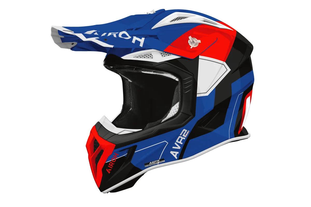 קסדת שטח AIROH Aviator Ace 2 כחול/אדום/לבן קסדת שטח אירו AIROH Aviator Ace 2 Shield כחול/אדום/לבן