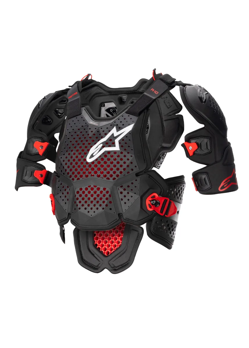 שריון חזה וגב Alpinestars A-10 V2 בצבע אנתרציט שחור אדום שריון חזה וגב אלפינסטארס Alpinestars A-10 V2 בצבע אנתרציט שחור אדום