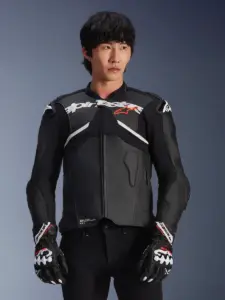 מעיל עור אלפינסטארס Alpinestars Atem V5 בצבע שחור לבן
