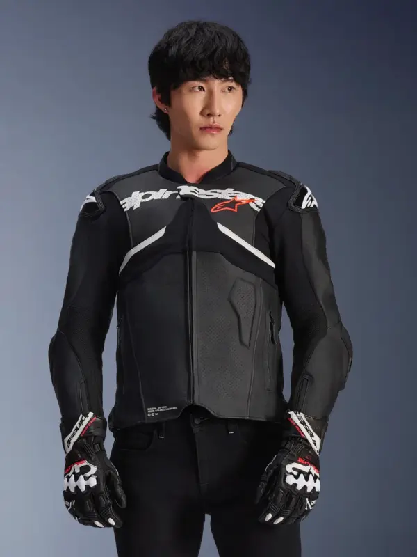 מעיל עור אלפינסטארס Alpinestars Atem V5 בצבע שחור לבן