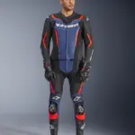 חליפת עור 2 חלקים אלפינסטארס Alpinestars GP Force V2 2PC בצבע שחור כחול אדום פלואורסצנטי