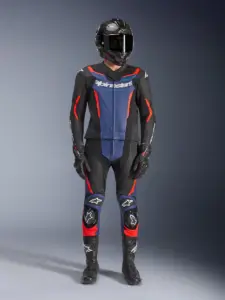 חליפת עור 2 חלקים אלפינסטארס ALPINESTARS GP Force V2 2PC שחור כחול אדום פלואורסצנטי – תמונה 5