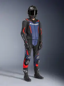 חליפת עור 2 חלקים אלפינסטארס ALPINESTARS GP Force V2 2PC שחור כחול אדום פלואורסצנטי – תמונה 8
