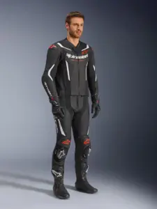 חליפת עור 2 חלקים אלפינסטארס ALPINESTARS GP Force V2 2PC שחור לבן אדום פלואורסצנטי – תמונה 2