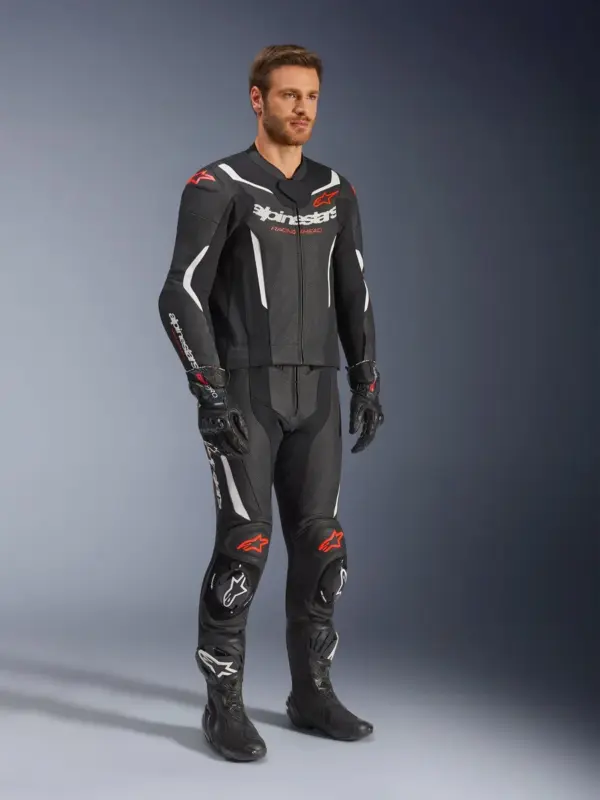 חליפת עור 2 חלקים אלפינסטארס ALPINESTARS GP Force V2 2PC שחור לבן אדום פלואורסצנטי – תמונה 2