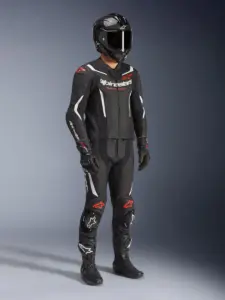 חליפת עור 2 חלקים אלפינסטארס ALPINESTARS GP Force V2 2PC שחור לבן אדום פלואורסצנטי – תמונה 8