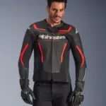 מעיל עור אלפינסטארס Alpinestars GP Force V2 Airflow בצבע שחור אדום פלואורסצנטי