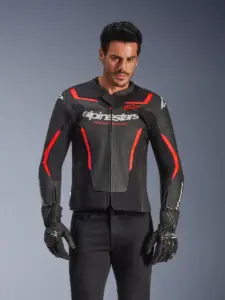 מעיל עור אלפינסטארס Alpinestars GP Force V2 Airflow בצבע שחור אדום פלואורסצנטי