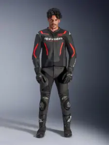 מעיל עור אלפינסטארס ALPINESTARS GP Force V2 Airflow שחור אדום פלואורסצנטי – תמונה 3