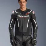 מעיל עור אלפינסטארס Alpinestars GP Force V2 Airflow בצבע שחור לבן