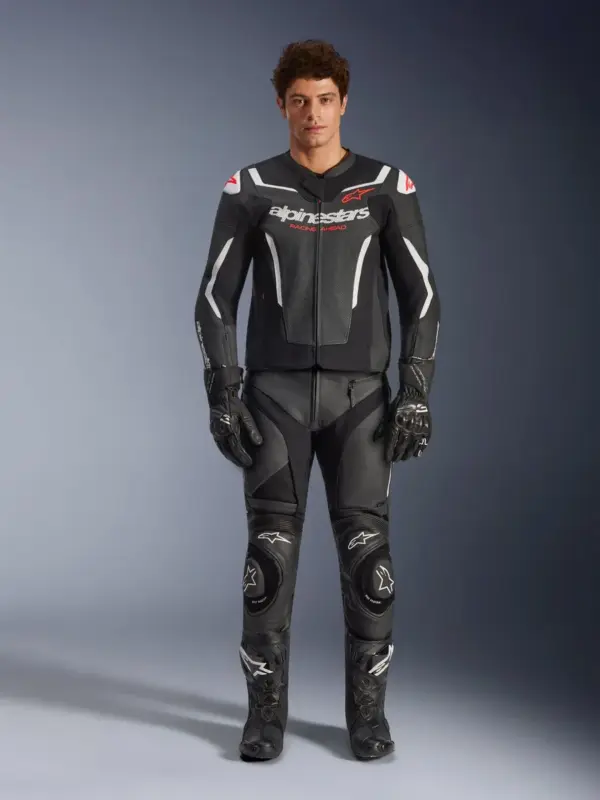 מעיל עור אלפינסטארס ALPINESTARS GP Force V2 Airflow שחור לבן – תמונה 2