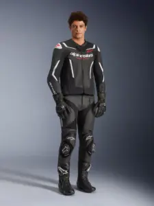 מעיל עור אלפינסטארס ALPINESTARS GP Force V2 Airflow שחור לבן – תמונה 3