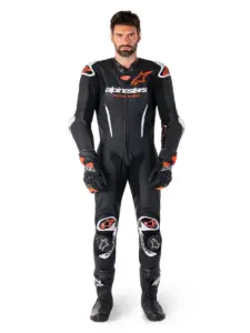 חליפת עור חלק אחד אלפינסטארס Alpinestars GP-R7 1PC בצבע שחור לבן אדום פלואורסצנטי