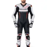 חליפת עור חלק אחד אלפינסטארס Alpinestars GP-R7 1PC בצבע לבן שחור אדום פלואורסצנטי