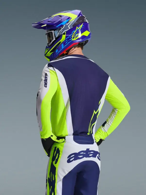 חליפת רכיבת שטח אלפינסטארס ALPINESTARS Racer Air Riway אפור בהיר צהוב פלואורסצנטי כחול – תמונה 2