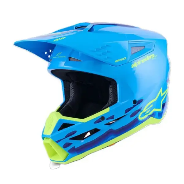 קסדת שטח אלפינסטארס Alpinestars S-M3 Force OCD בצבע כחול בהיר צהוב