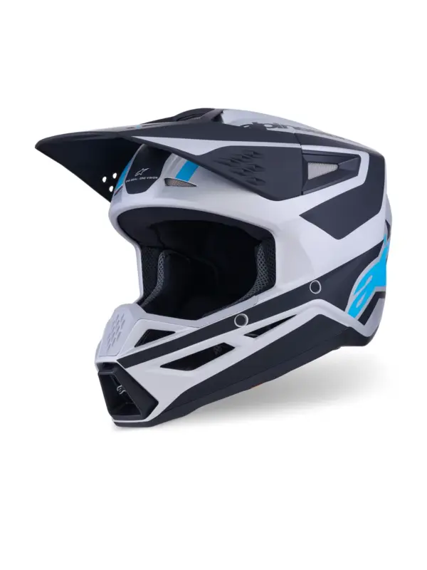קסדת שטח אלפינסטארס ALPINESTARS S-M3 Heat כסף כחול שחור מט – תמונה 2