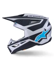 קסדת שטח אלפינסטארס ALPINESTARS S-M3 Heat כסף כחול שחור מט – תמונה 5