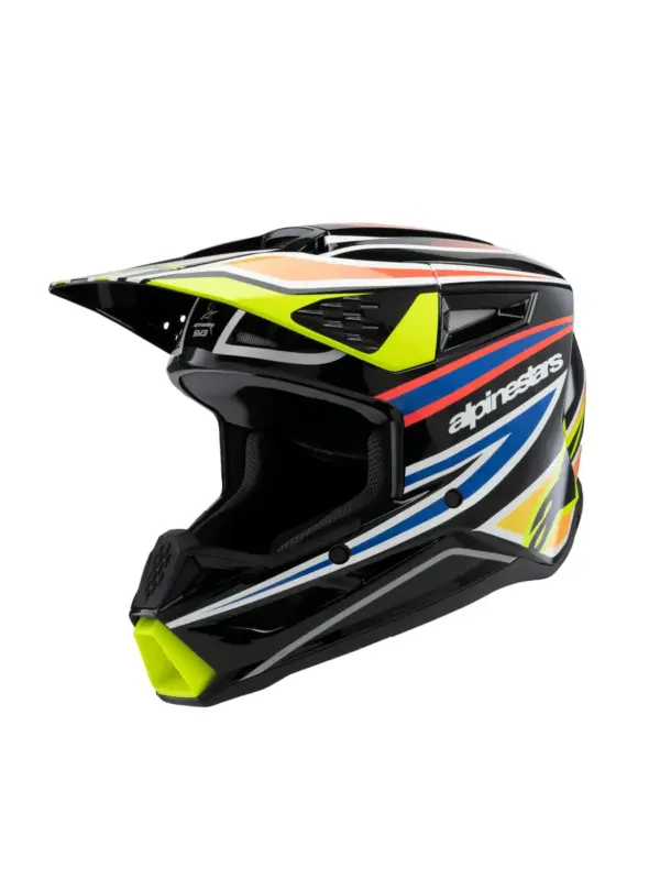 קסדת שטח לילדים אלפינסטארס ALPINESTARS S-M3 Youth Wurx שחור צהוב כחול אדום – תמונה 2