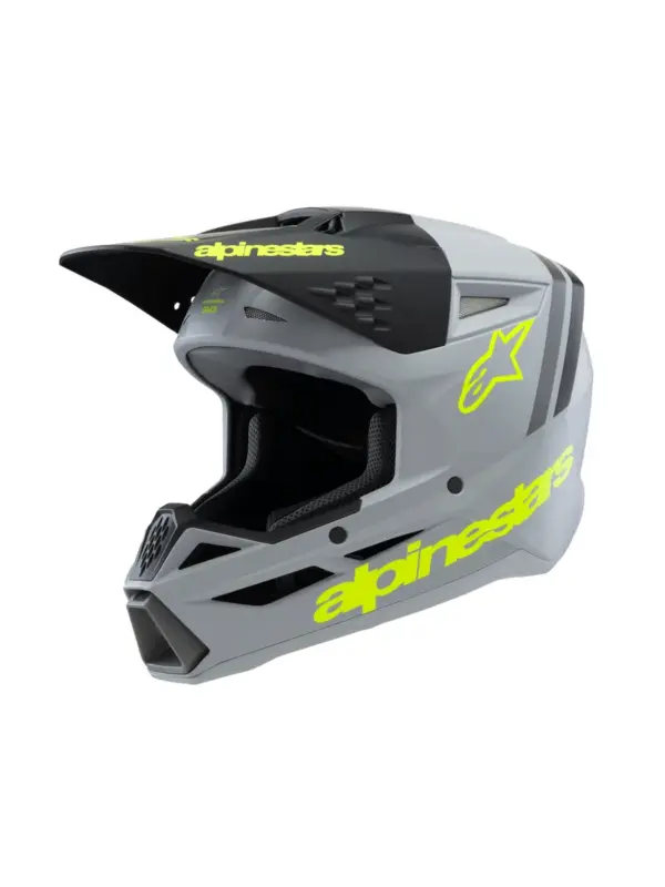 קסדת שטח לילדים אלפינסטארס ALPINESTARS S-M3 Youth Radium אפור שחור צהוב מט – תמונה 2