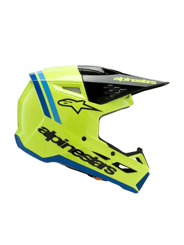 קסדת שטח לילדים אלפינסטארס Alpinestars S-M3 Youth בצבע Radium צהוב פלואורסצנטי שחור כחול