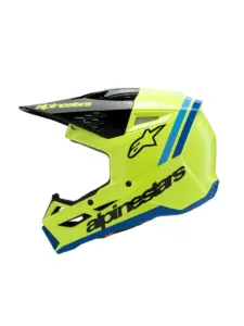 קסדת שטח לילדים אלפינסטארס ALPINESTARS S-M3 Youth Radium צהוב פלואורסצנטי שחור כחול – תמונה 5