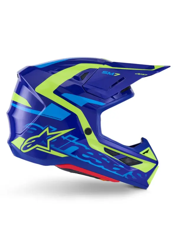 קסדת שטח אלפינסטארס Alpinestars S-M7 בצבע Deed כחול צהוב פלואורסצנטי
