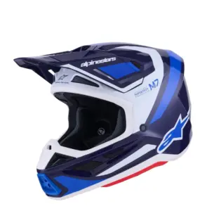 קסדת שטח אלפינסטארס Alpinestars S-M7 Rise בצבע כחול לבן מבריק