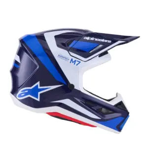 קסדת שטח אלפינסטארס ALPINESTARS S-M7 Rise כחול לבן מבריק – תמונה 3