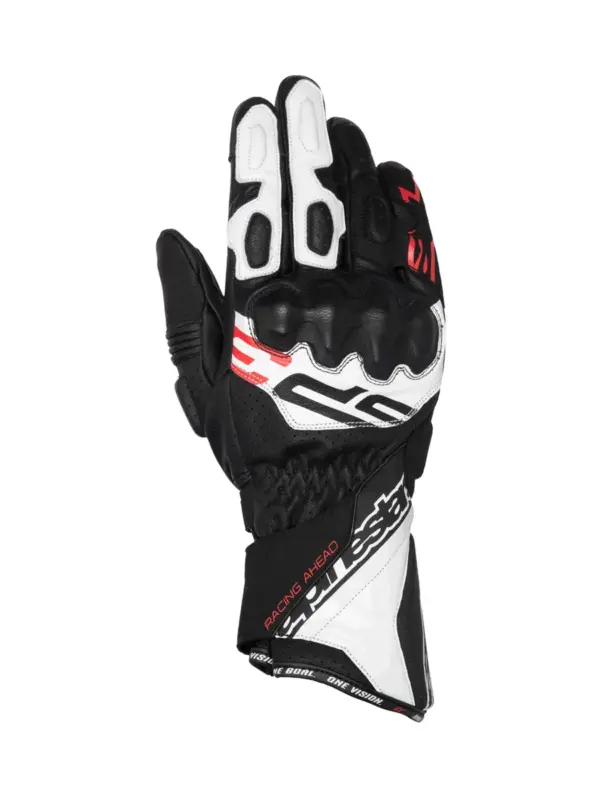 כפפות רכיבה אלפינסטארס Alpinestars SP-3 בצבע שחור לבן אדום פלואורסצנטי