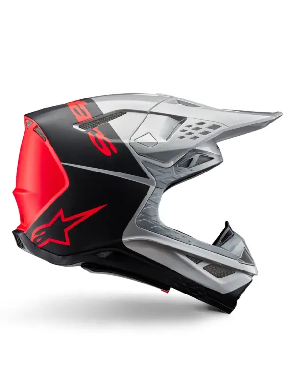 קסדת שטח אלפינסטארס Alpinestars Supertech M10 בצבע Flood כסף שחור כתום פלואורסצנטי