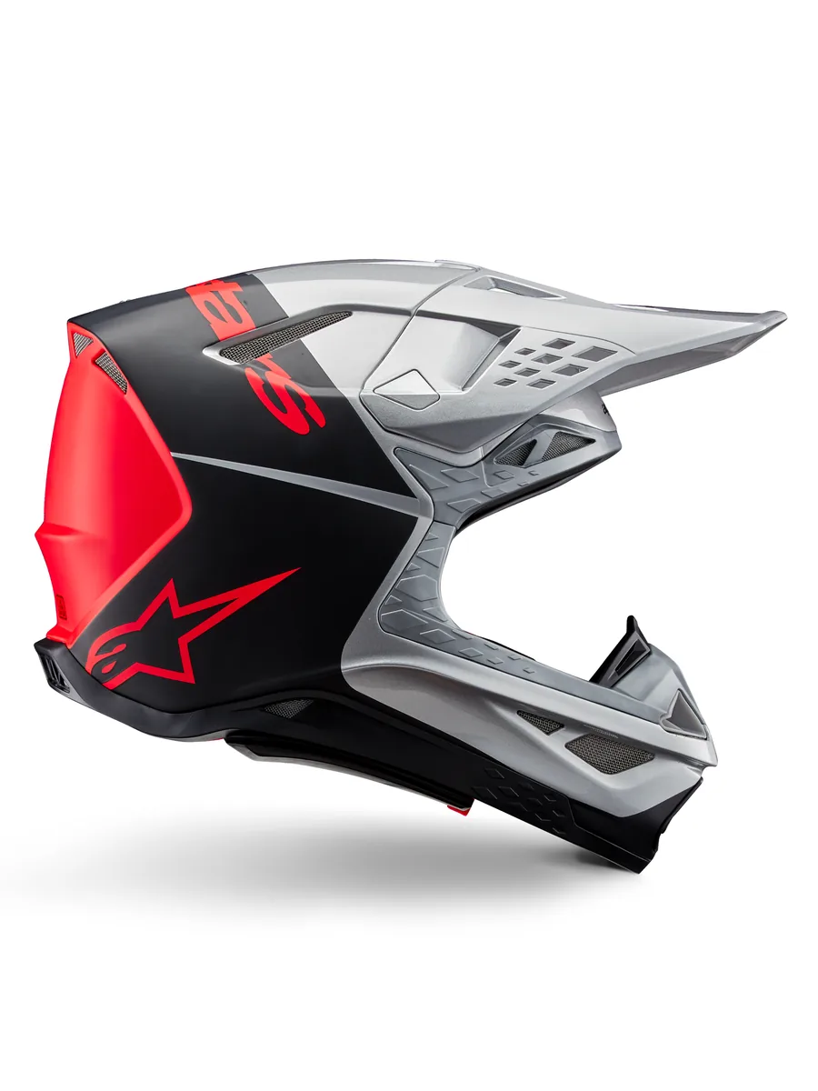 קסדת שטח Alpinestars Supertech M10 בצבע Flood כסף שחור כתום פלואורסצנטי קסדת שטח אלפינסטארס Alpinestars Supertech M10 בצבע Flood כסף שחור כתום פלואורסצנטי