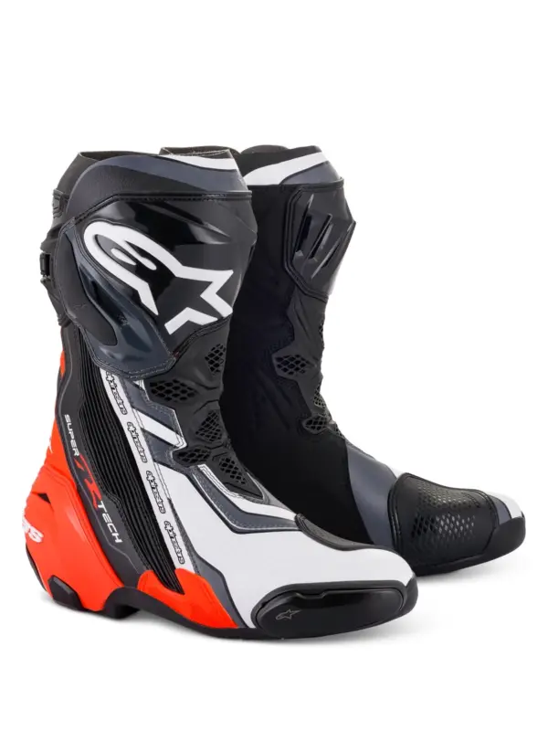 מגפי רכיבה אלפינסטארס ALPINESTARS Supertech R שחור אדום פלואורסצנטי לבן אפור – תמונה 2