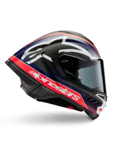 קסדת כביש מלאה אלפינסטארס Alpinestars Supertech R10 בצבע Team קרבון אדום פלואורסצנטי כחול מט
