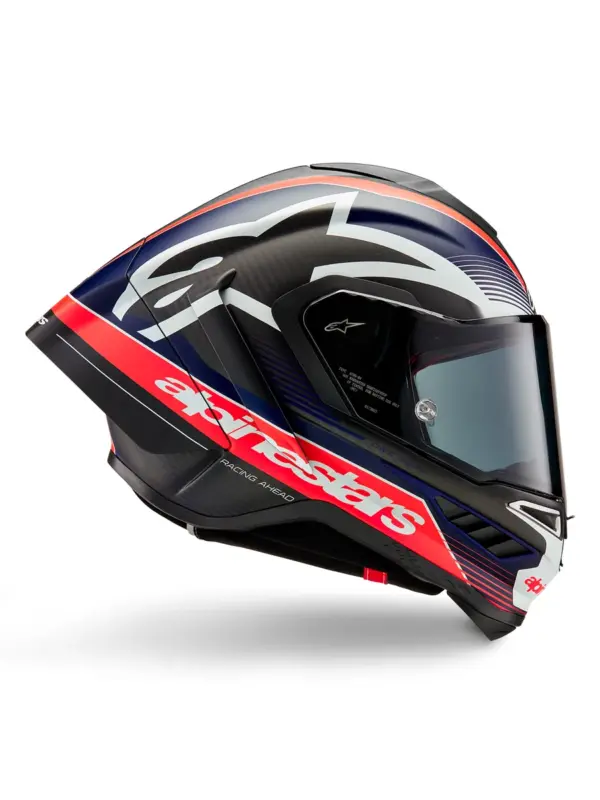 קסדת כביש מלאה אלפינסטארס Alpinestars Supertech R10 בצבע Team קרבון אדום פלואורסצנטי כחול מט