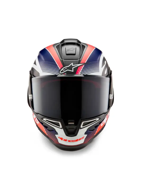 קסדת כביש מלאה אלפינסטארס ALPINESTARS Supertech R10 Team קרבון אדום פלואורסצנטי כחול מט – תמונה 2