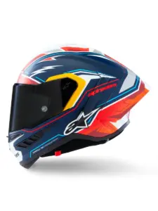 קסדת כביש מלאה אלפינסטארס ALPINESTARS Supertech R10 Acosta מהדורה מוגבלת כחול אדום לבן – תמונה 4