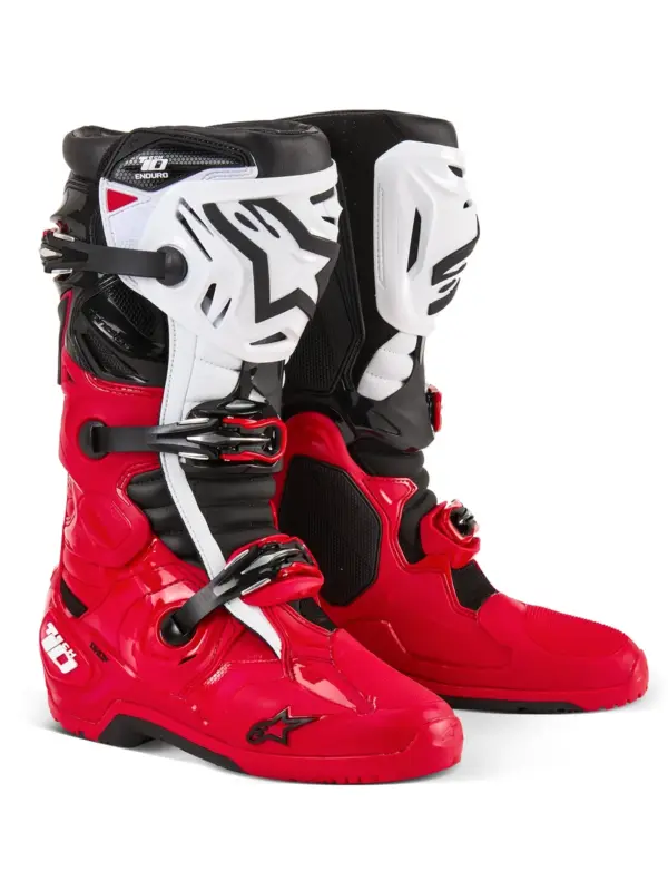 מגפי רכיבת שטח אלפינסטארס ALPINESTARS Tech 10 Enduro אדום שחור לבן – תמונה 2