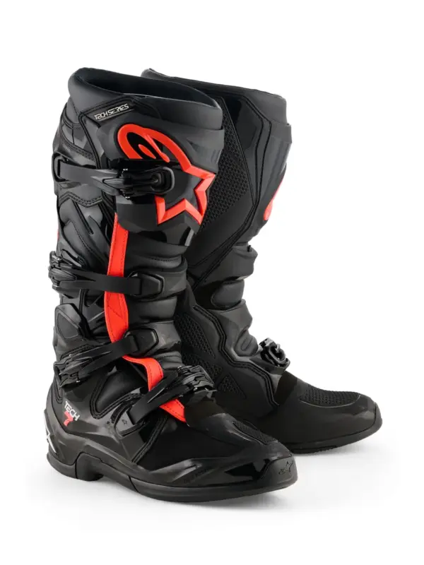 מגפי רכיבת שטח אלפינסטארס ALPINESTARS Tech 7 שחור אדום פלואורסצנטי – תמונה 2