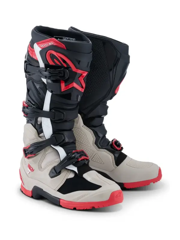 מגפי רכיבת שטח אלפינסטארס ALPINESTARS Tech 7 Enduro שחור אפור בהיר אדום – תמונה 2