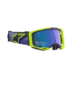 משקפי אבק אלפינסטארס ALPINESTARS Vision 8 Corp סגול צהוב פלואורסצנטי עדשת מראה – תמונה 3