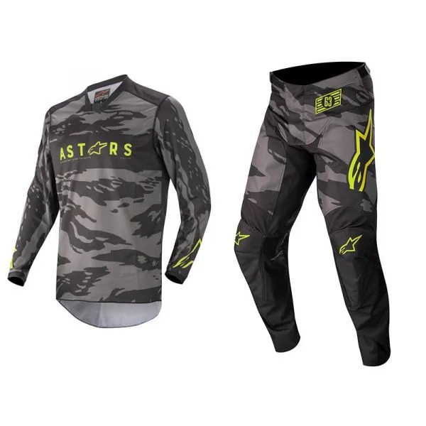 חליפת רכיבת שטח לילדים אלפינסטארס Alpinestars Youth Racer Tactical בצבע שחור אפור הסוואה צהוב