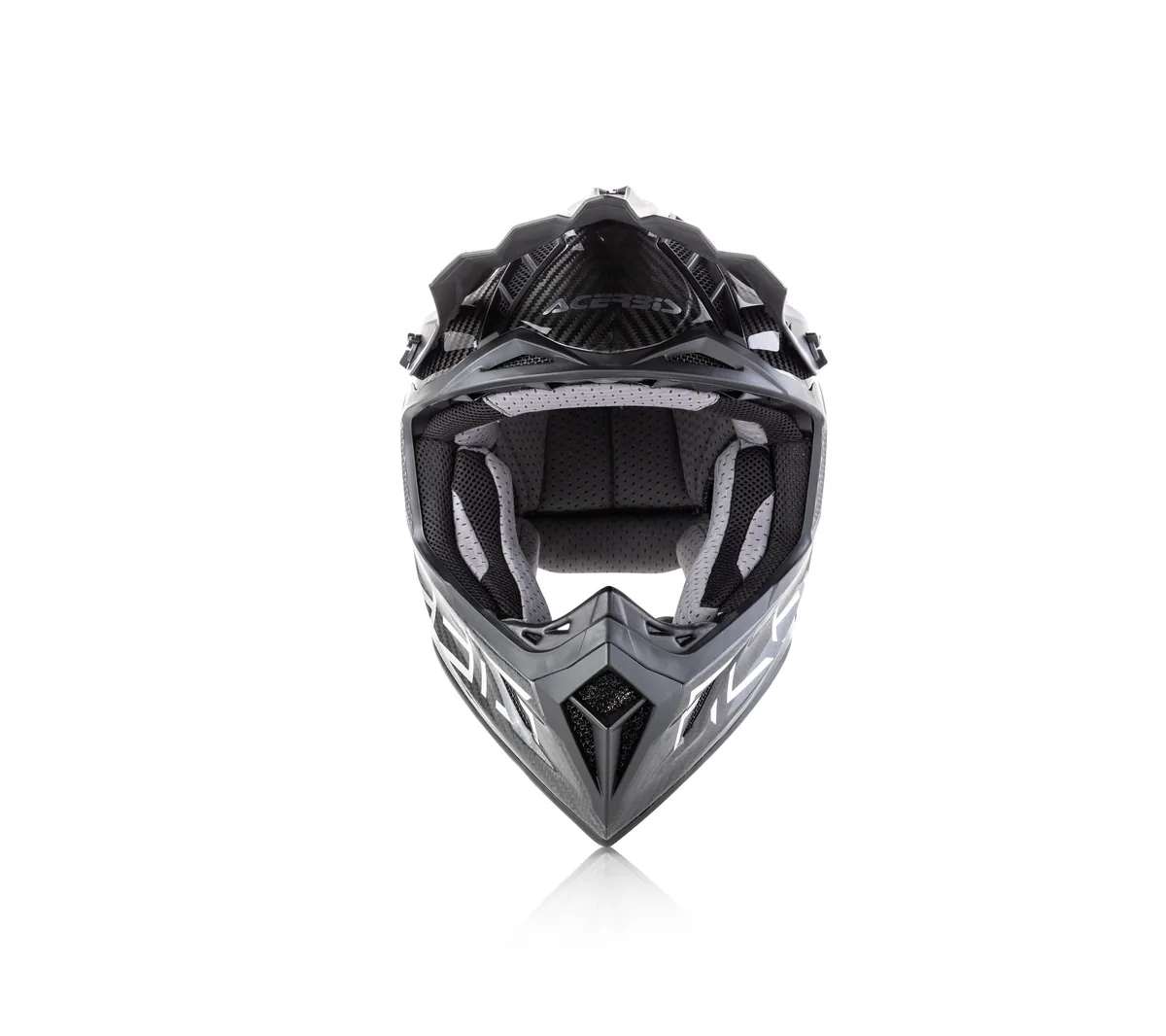 קסדת שטח ACERBIS Steel Carbon בגימור קרבון עם גרפיקה כסופה קסדת שטח ACERBIS Steel Carbon בגימור קרבון עם גרפיקה כסופה