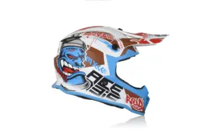 קסדת שטח לילדים ACERBIS Steel Junior לבן-כחול – תמונה 3