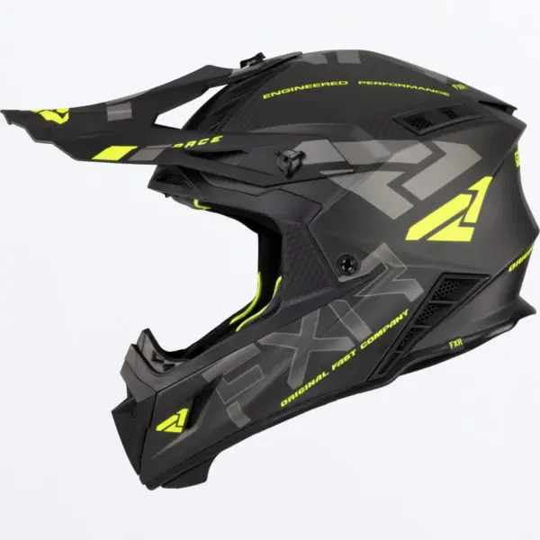 קסדת שטח FXR Helium Carbon שחור קרבון וצהוב זוהר – תמונה 2