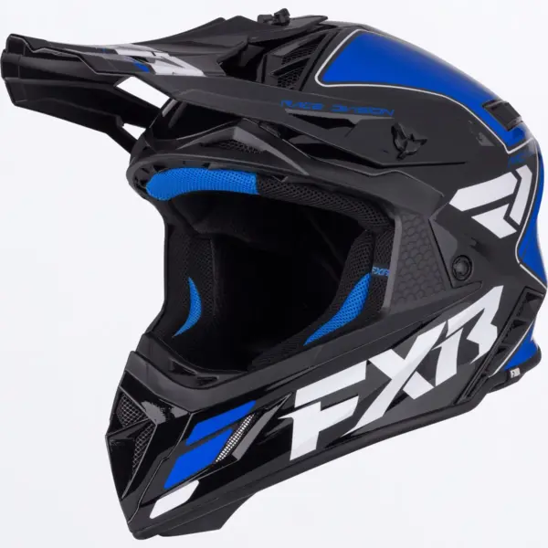 קסדת שטח FXR Helium MX בצבעי שחור, כחול ולבן